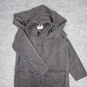 Vintage BRASSADA Canvas Denim Duster Adult M/L Black Faded Heavy Snap